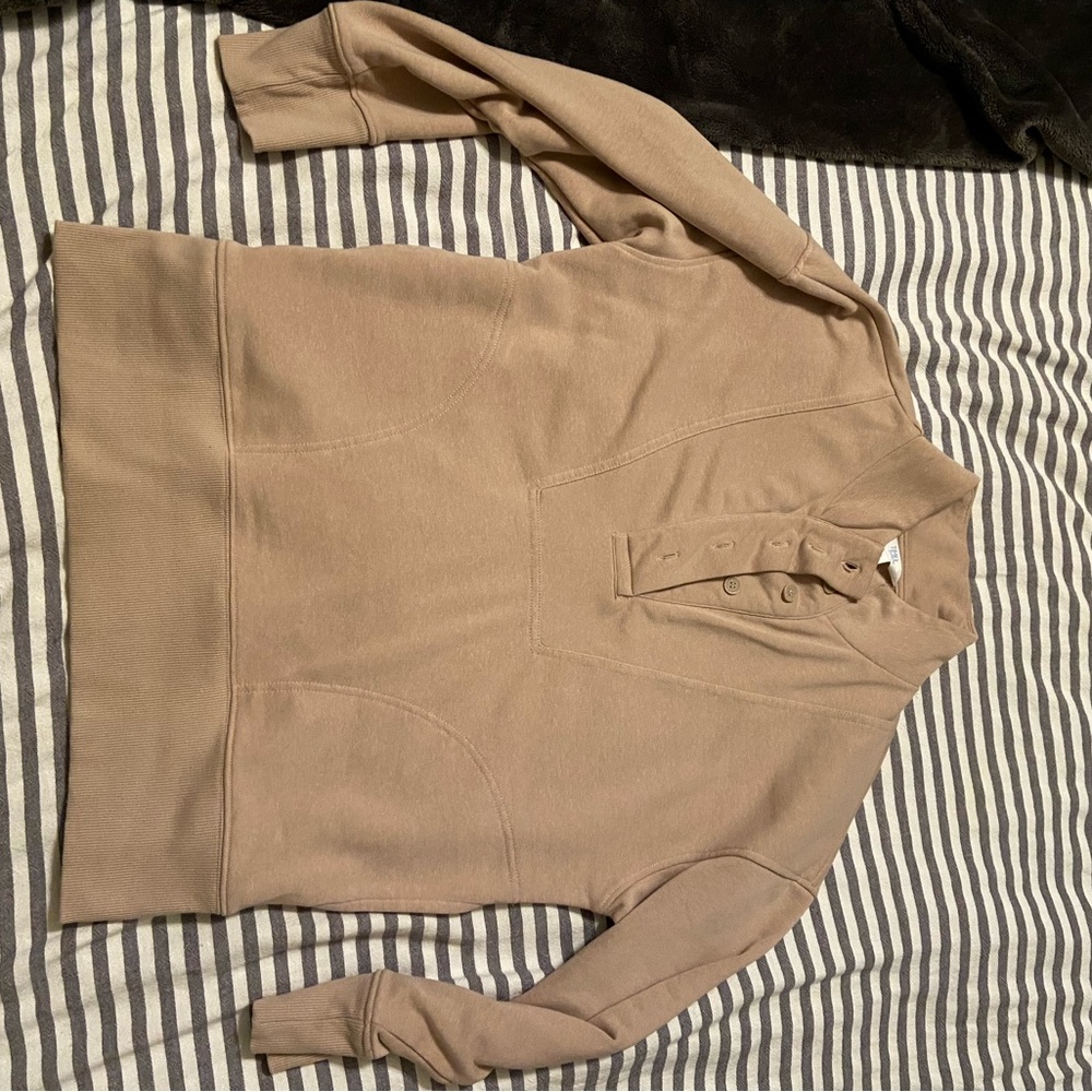 Tan Button-Up Sweatshirt